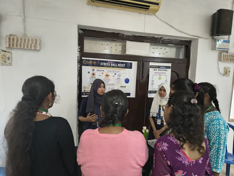 Students participating in the Dhruti PEERS activity 1