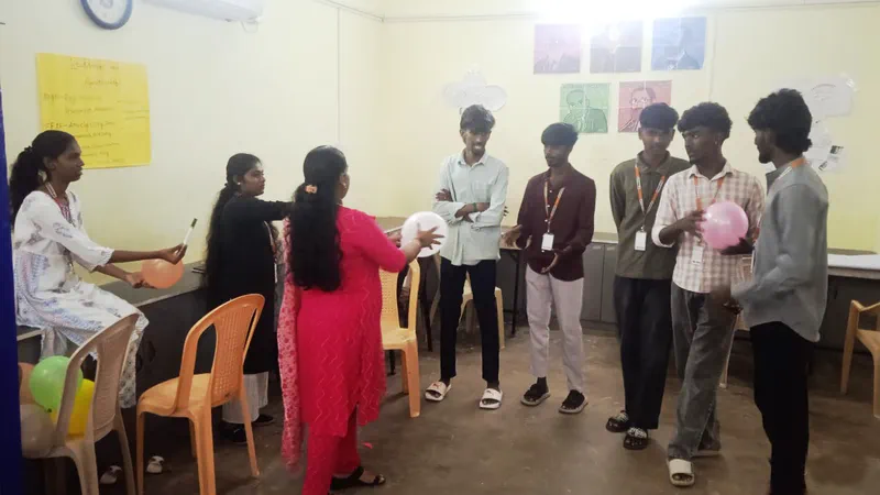 Students participating in the Dhruti PEERS activity 3