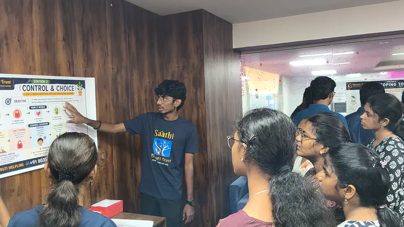 Students participating in the Dhruti PEERS activity 3