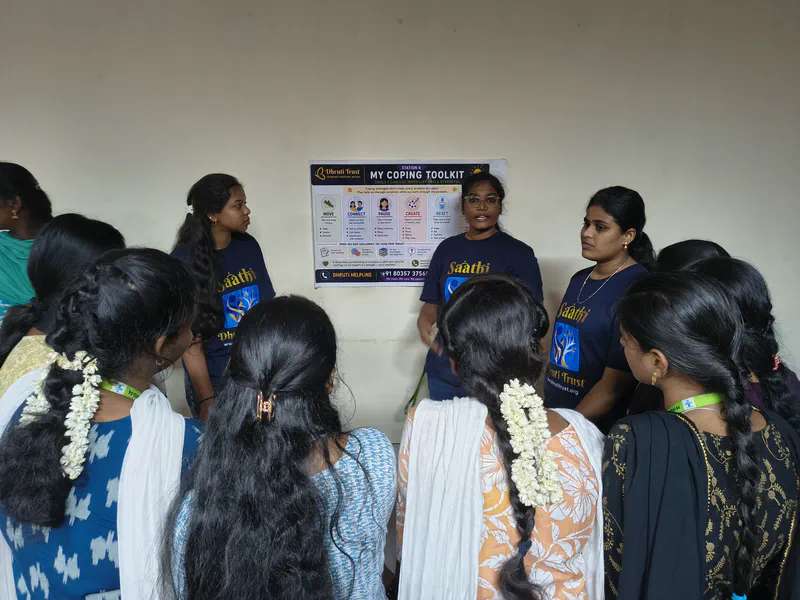 Students participating in the Dhruti PEERS activity 4